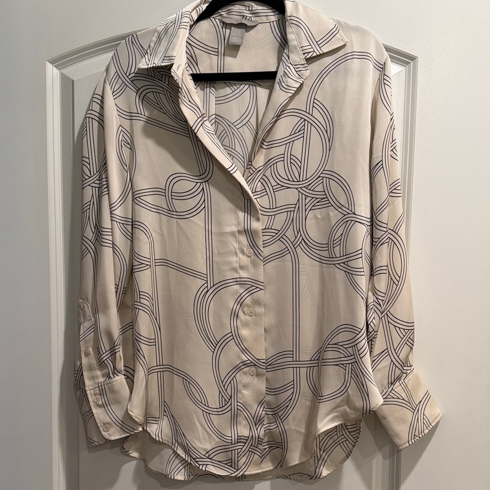 H&M Cream and Black Striped Shirt
